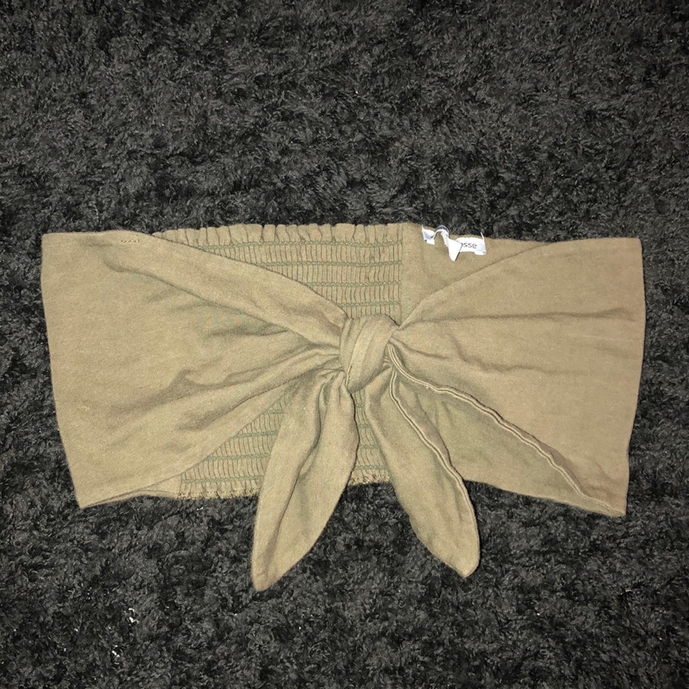 olive green tie up bandeau